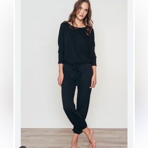 Eberjey NWT Black Heather Slouchy Tee and Jogger PJ Pajama Set XS, Oversized Fit